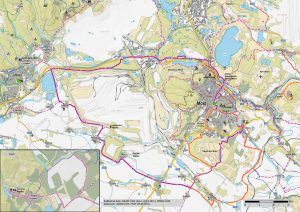 Mapa: Cyklookruhy - střední a dlouhý okruh