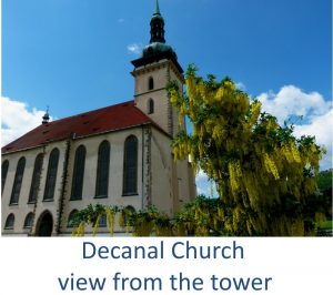 Věž děkanského kostela aj